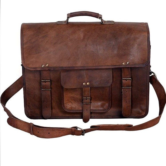Komal Other - 💥Host Pick💥 NWT Komal’s 18” Brown Vintage Leather Laptop messenger Bag